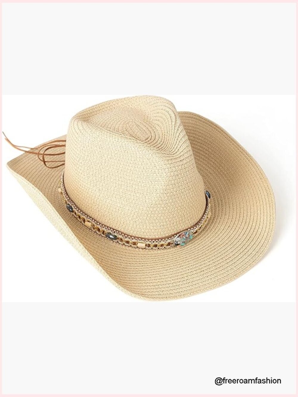Wide Brim Straw Cowboy Hat with Belt Buckle